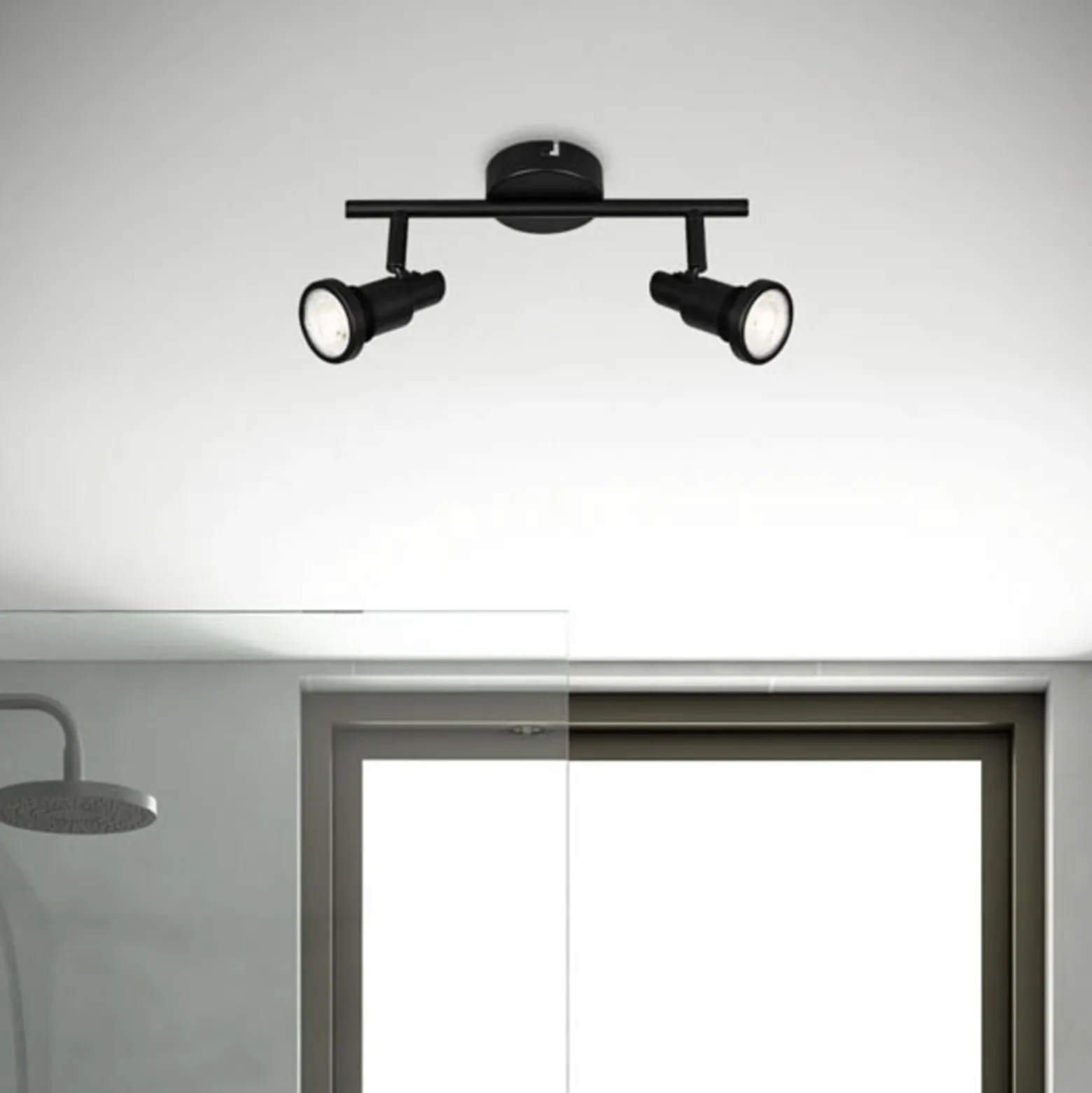 Foco techo LED Flamo IP44 2 luces ajustable negro
