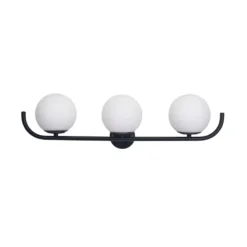 Forlight aplique de pared Sfera Triple, negro, cristal, ancho 58 cm