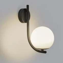 Forlight aplique de pared Sfera Single, negro, cristal, ancho 12 cm