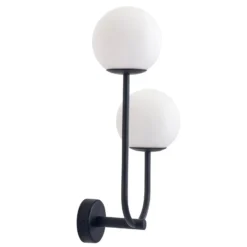 Forlight aplique de pared Sfera Double, negro, cristal, ancho 23 cm