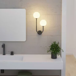 Forlight aplique de pared Sfera Double, negro, cristal, ancho 23 cm