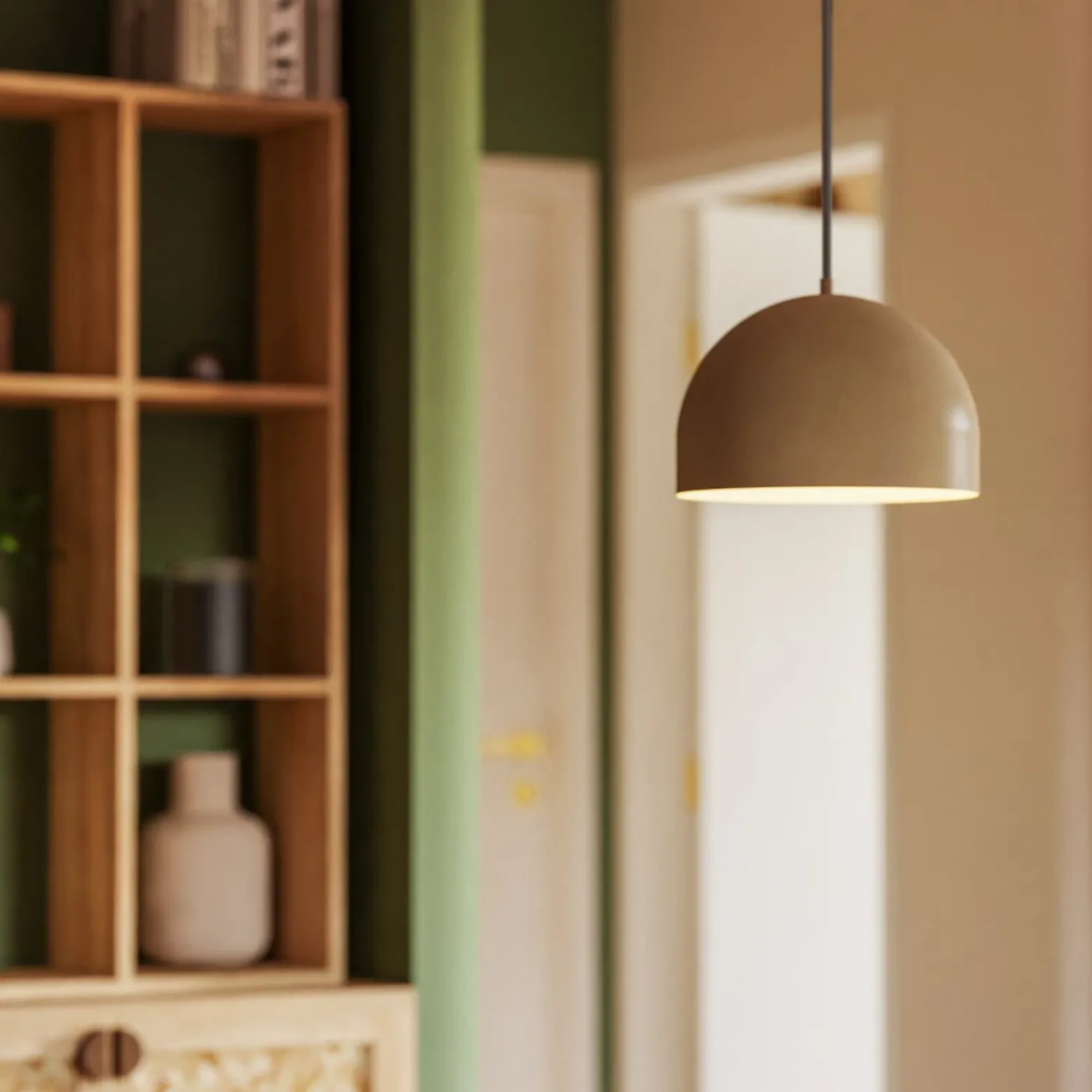 Forlight lámpara colgante Fres, beige, acero, Ø 30 cm