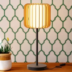 Forlight lámpara de mesa Viva, marrón claro, madera/metal, altura 49 cm