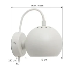 FRANDSEN aplique de pared Bola Magnética, blanco mate