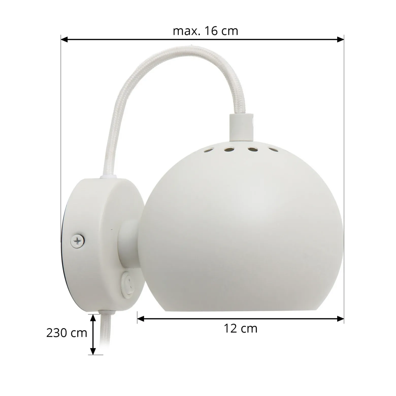 FRANDSEN aplique de pared Bola Magnética, blanco mate