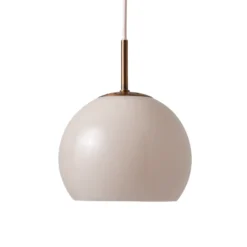 FRANDSEN Lámpara colgante bola, gris arena, Ø 18 cm, cristal