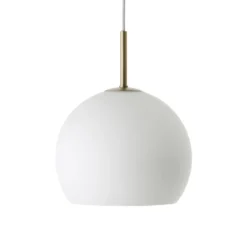 FRANDSEN Lámpara colgante bola, blanco opal, Ø 25 cm, cristal