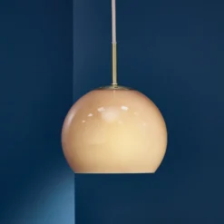FRANDSEN Lámpara colgante de bola, capuchino, Ø 18 cm, cristal