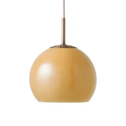 FRANDSEN Lámpara colgante de bola, ámbar, Ø 18 cm, cristal