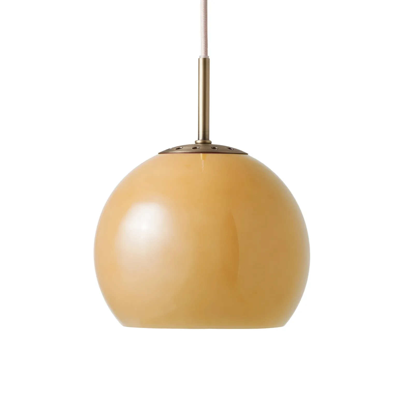 FRANDSEN Lámpara colgante de bola, ámbar, Ø 18 cm, cristal