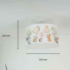Freddy lámpara colgante, Ø 35 cm, colorido, animales, tela, E27