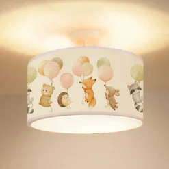 Freddy lámpara colgante, Ø 35 cm, colorido, animales, tela, E27