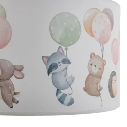 Freddy lámpara colgante, Ø 35 cm, tela, colorido, animales, E27