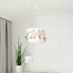 Freddy lámpara colgante, Ø 35 cm, tela, colorido, animales, E27