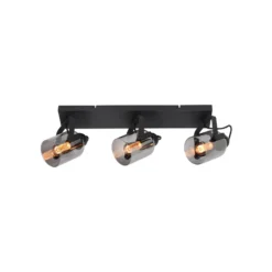 Fumoso downlight de techo, longitud 61 cm, negro/gris, 3 luces.