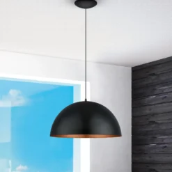 Gaetano 1 lámpara colgante, Ø 53 cm, negro/cobre, acero