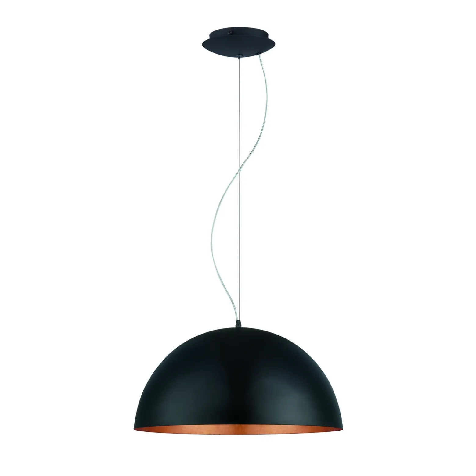 Gaetano 1 lámpara colgante, Ø 53 cm, negro/cobre, acero