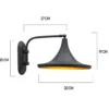 Genish aplique de pared, negro, ancho 30 cm, metal, E27