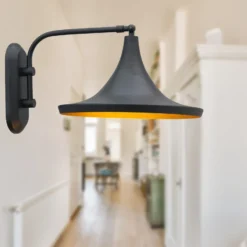 Genish aplique de pared, negro, ancho 30 cm, metal, E27