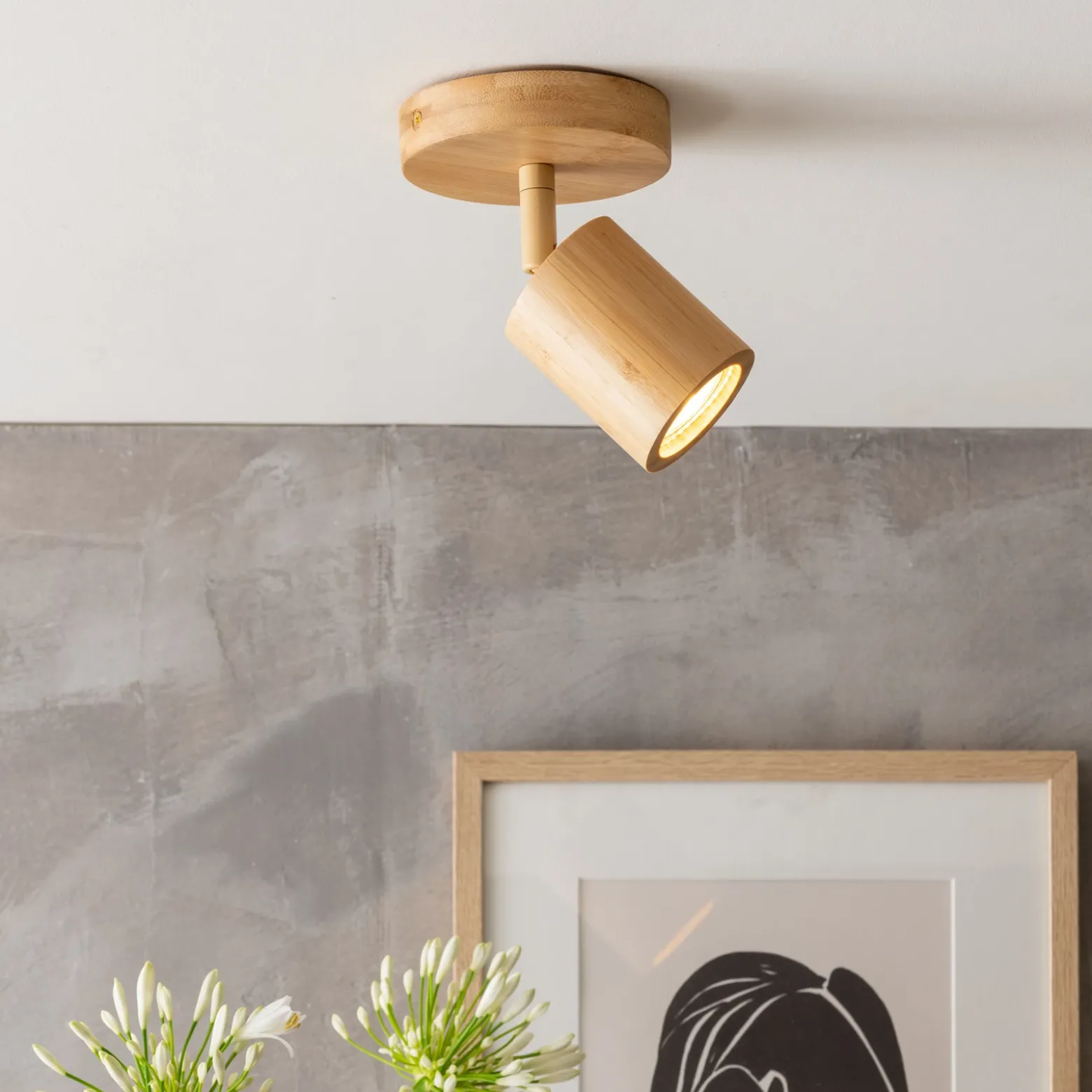 GOOD & MOJO Downlight Java, 1 luz, color natural, bambú