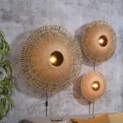 GOOD & MOJO Kalimantan de pared, natural/negro, Ø 44 cm