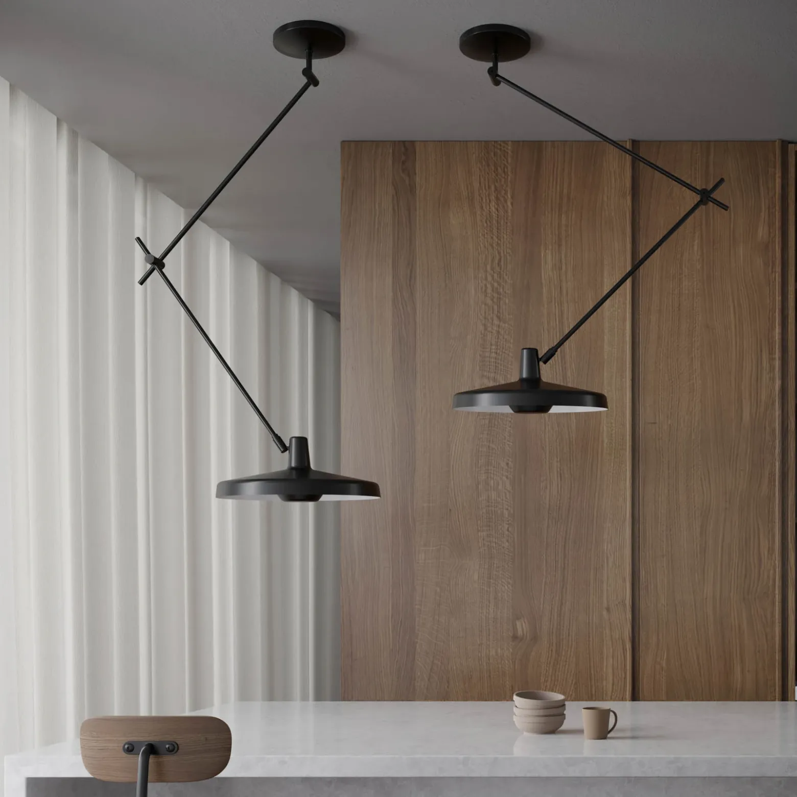 GRUPA Arigato techo 1 luz 140cm Ø45cm negro
