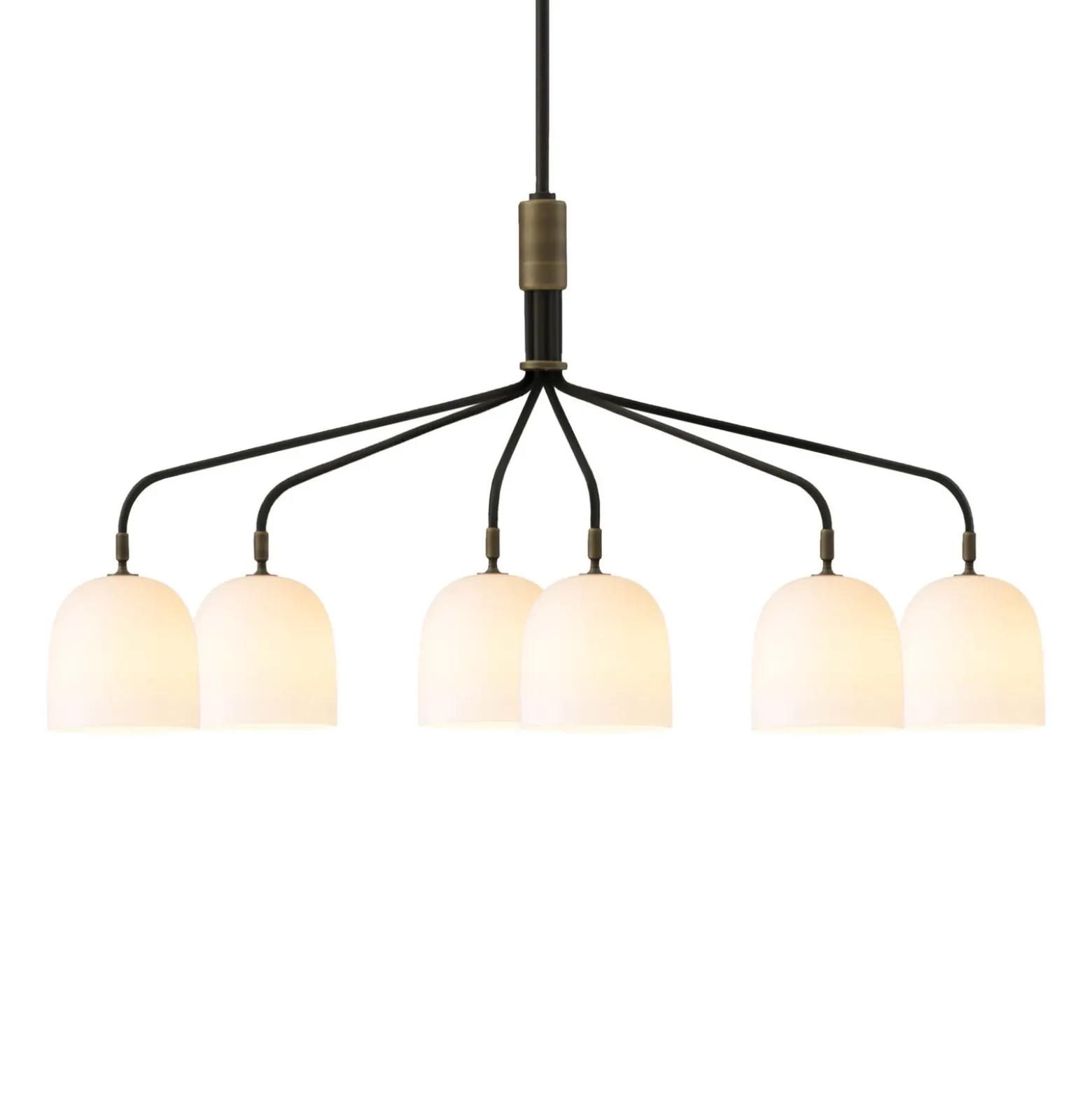 Gubi Lámpara de araña Howard 6 luces 134x73 cm gunmetal/blanco