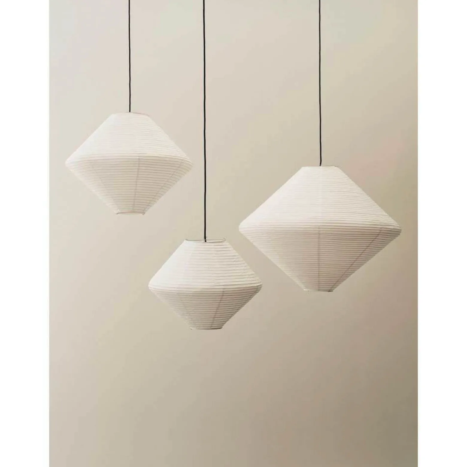 HAY Pantalla de lámpara Diamond, Ø 60 cm, blanca, papel/bambú