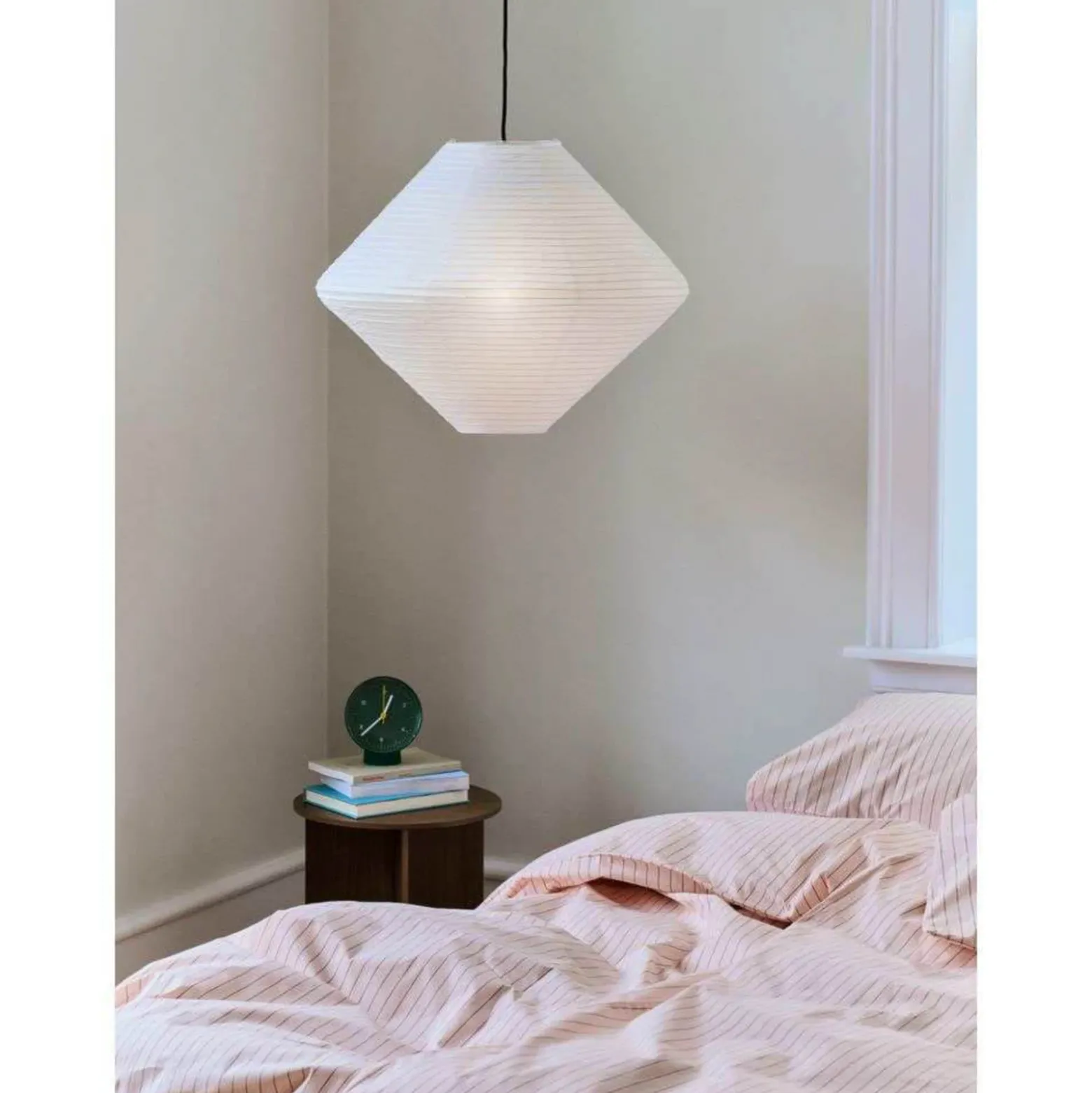 HAY Pantalla de lámpara Diamond, Ø 60 cm, blanca, papel/bambú