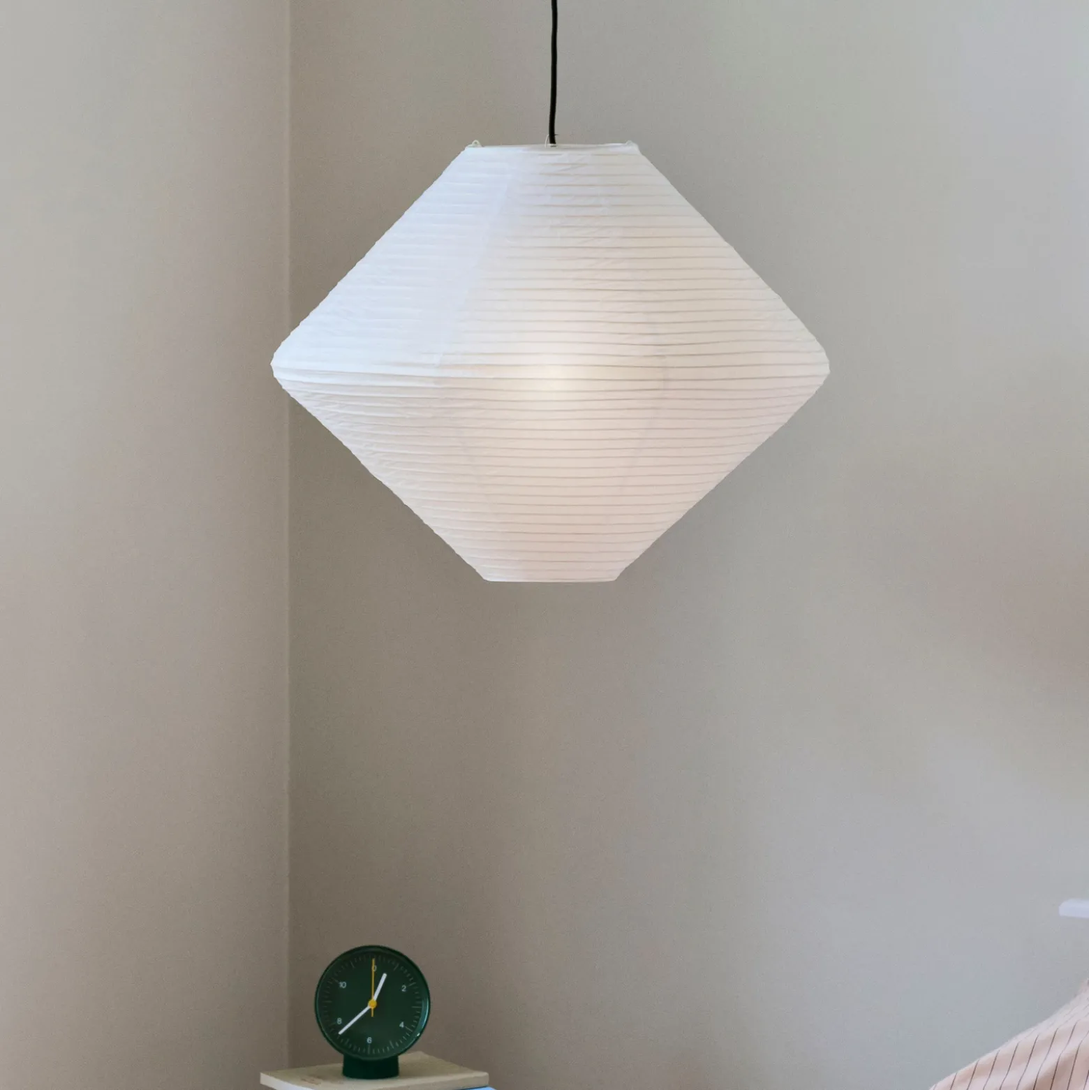 HAY Pantalla de lámpara Diamond, Ø 60 cm, blanca, papel/bambú