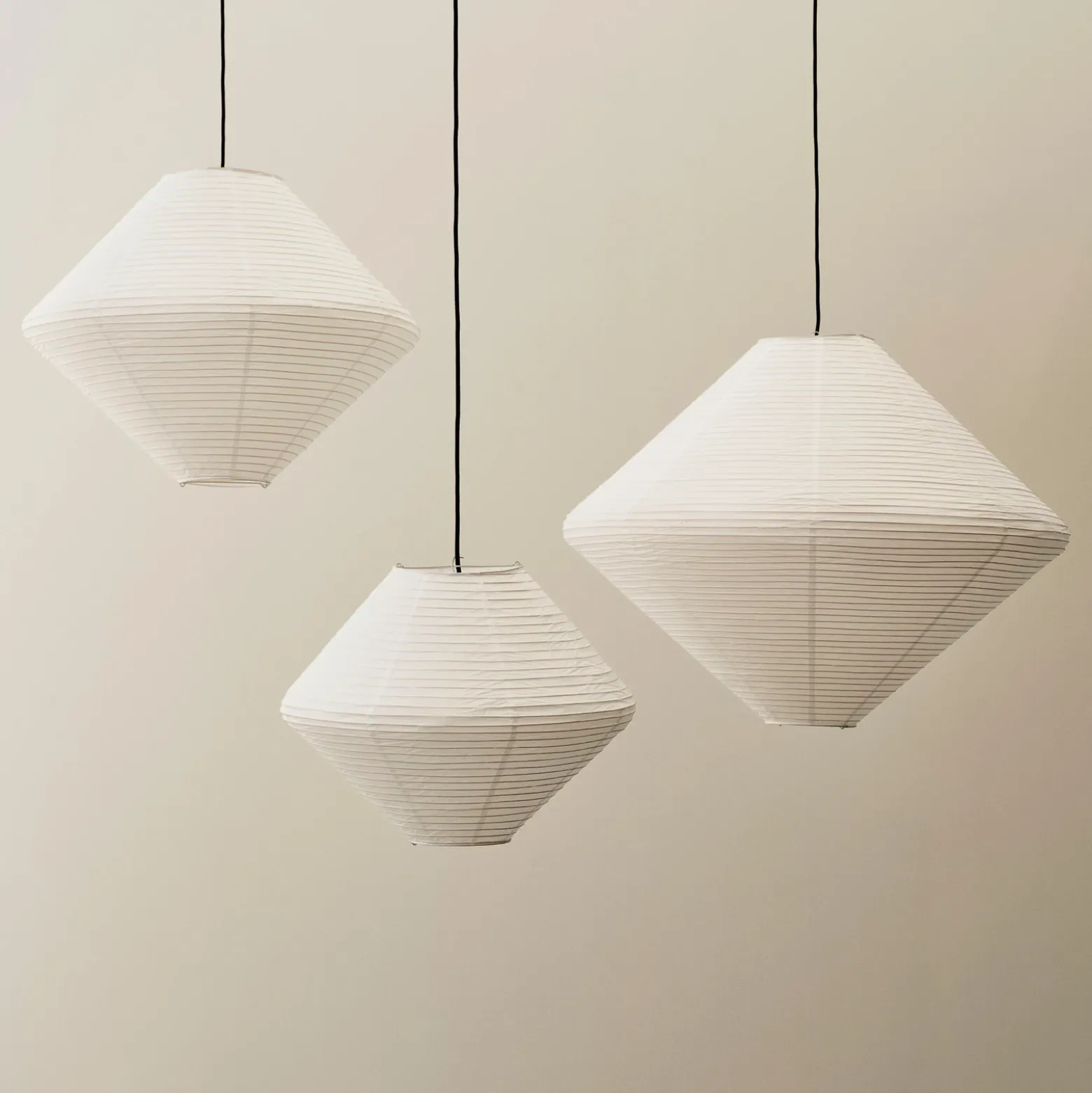 HAY Pantalla de lámpara Diamond, Ø 60 cm, blanca, papel/bambú