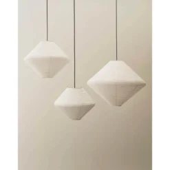 HAY Pantalla de lámpara Diamond, Ø50 cm, blanca, papel/bambú