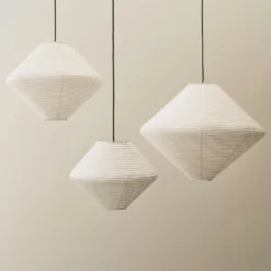 HAY Pantalla de lámpara Diamond, Ø50 cm, blanca, papel/bambú