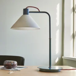 Hübsch Lámpara de mesa foco, azul, blanco, cristal, hierro, E27