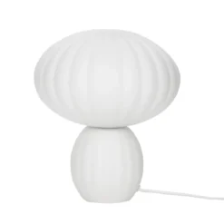 Hübsch Lámpara de mesa Kumu, blanca, cristal, E14, altura 28 cm