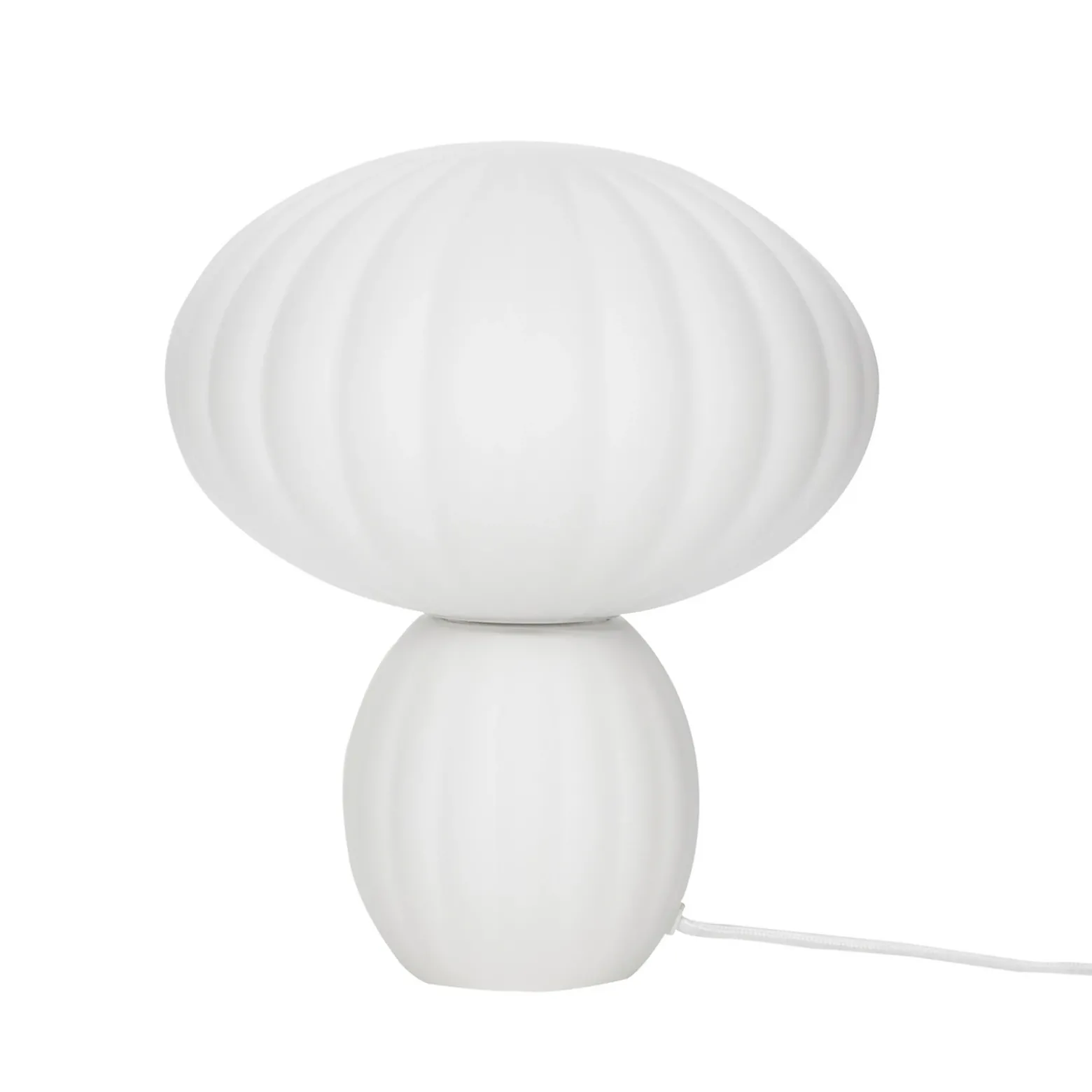 Hübsch Lámpara de mesa Kumu, blanca, cristal, E14, altura 28 cm