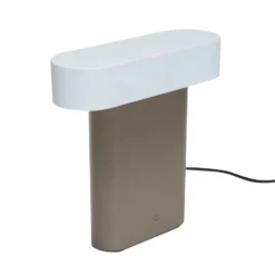 Hübsch Lámpara de mesa LED Sleek, hierro marrón/gris claro, PC