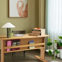 Hübsch Lámpara de mesa Orbit, verde oscuro, blanca, hierro, cristal
