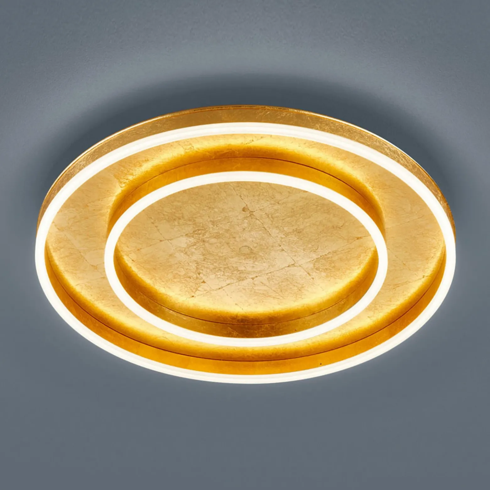 Helestra Sona plafón LED atenuable Ø60cm dorado
