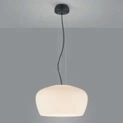 Helestra Veda colgante de vidrio opalino, blanco