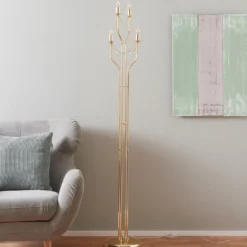 Hermosa lámpara de pie Retro con acabado en oro