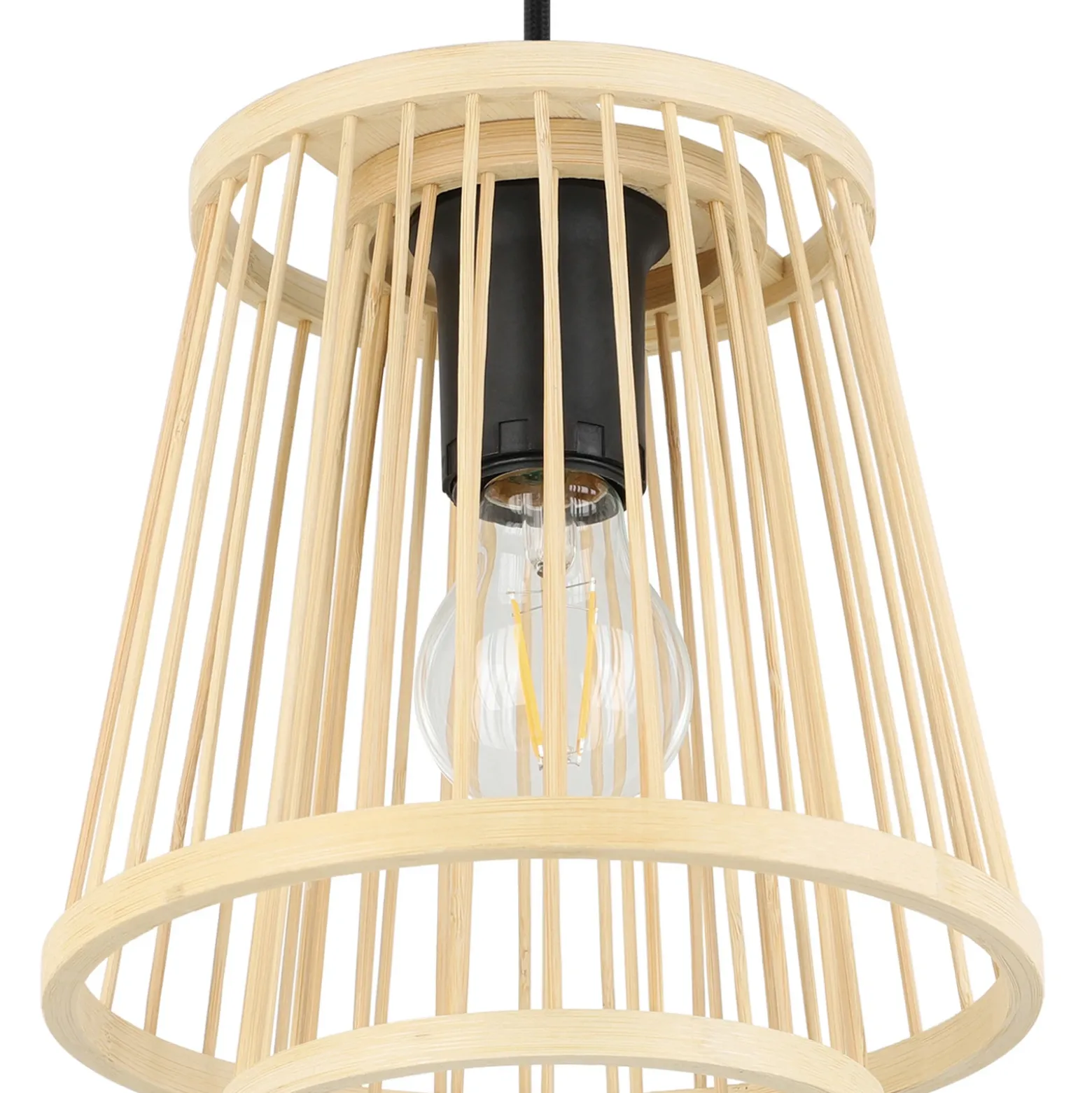 Hykeham lámpara colgante, longitud 91 cm, natural, 3 luces, bambú