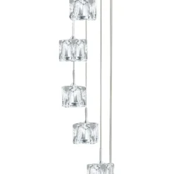 Ice Cube Lámpara colgante LED, 8 luces, cromo, cristal