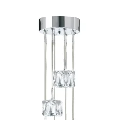Ice Cube Lámpara colgante LED, 8 luces, cromo, cristal