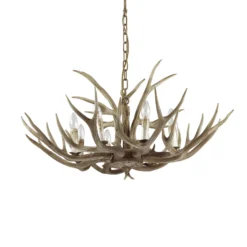 Ideal Lux Chalet lámpara de araña, beige, resina sintética, 8 luces