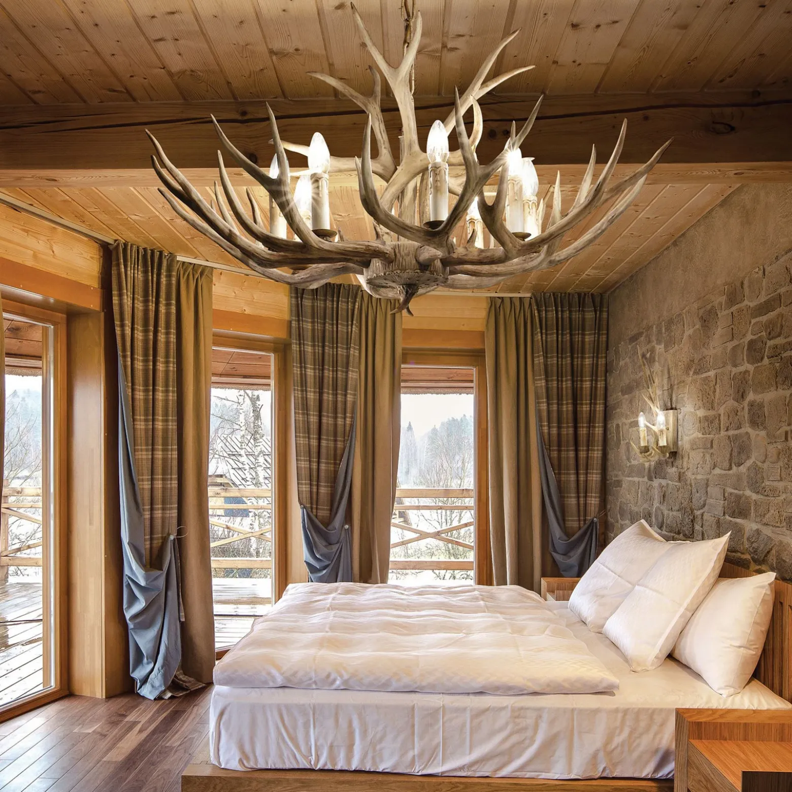 Ideal Lux Chalet lámpara de araña, beige, resina sintética, 8 luces