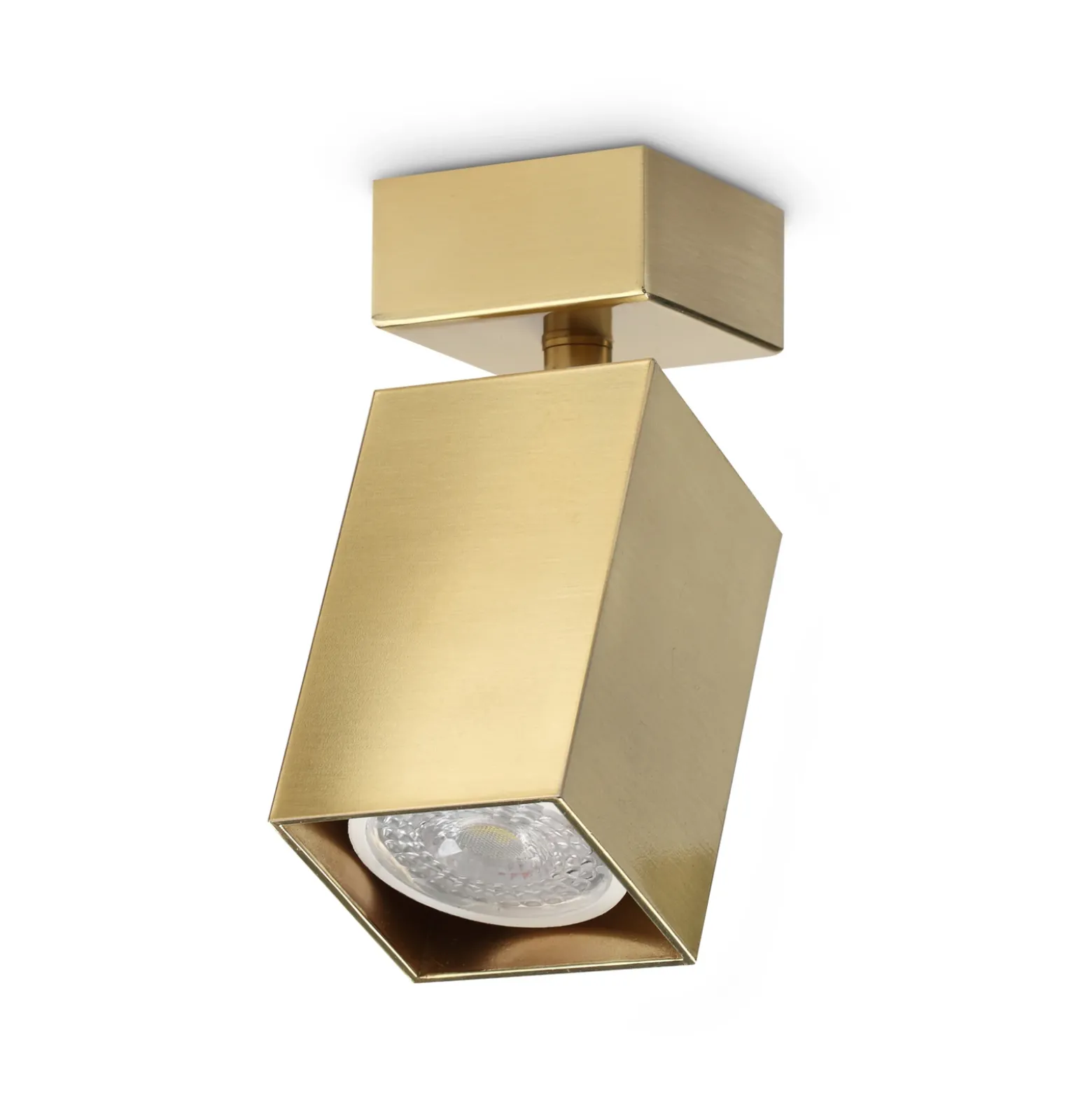 IDEAL LUX downlight Dynamite Square, latón, longitud 5,7 cm
