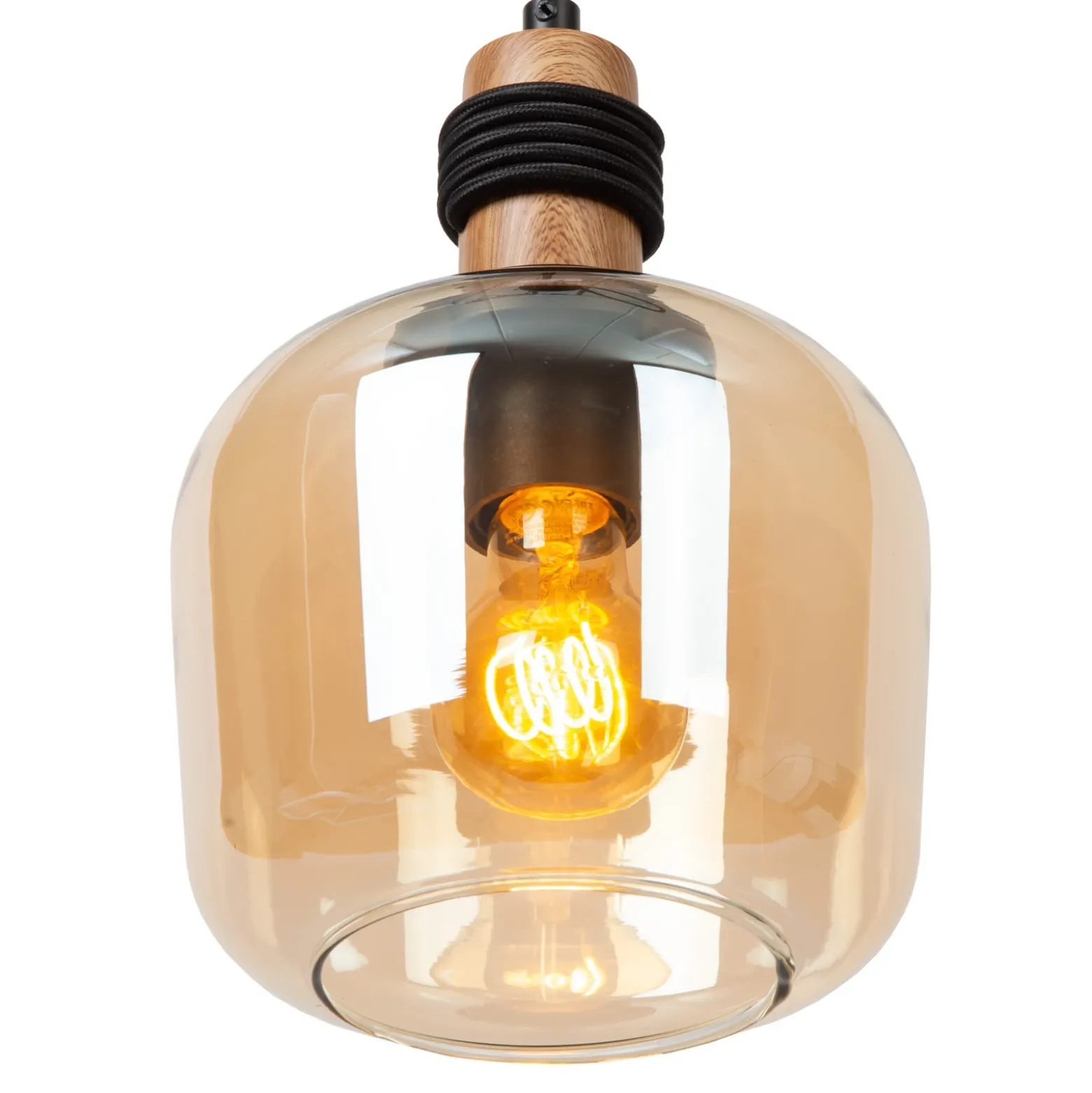 Ilona lámpara colgante, cristal, negro/ámbar, 3 luces