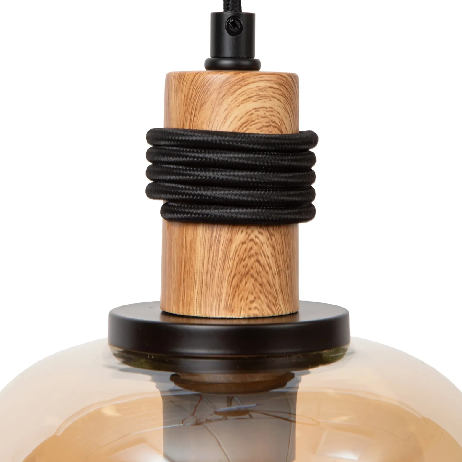 Ilona lámpara colgante, cristal, negro/ámbar, 3 luces