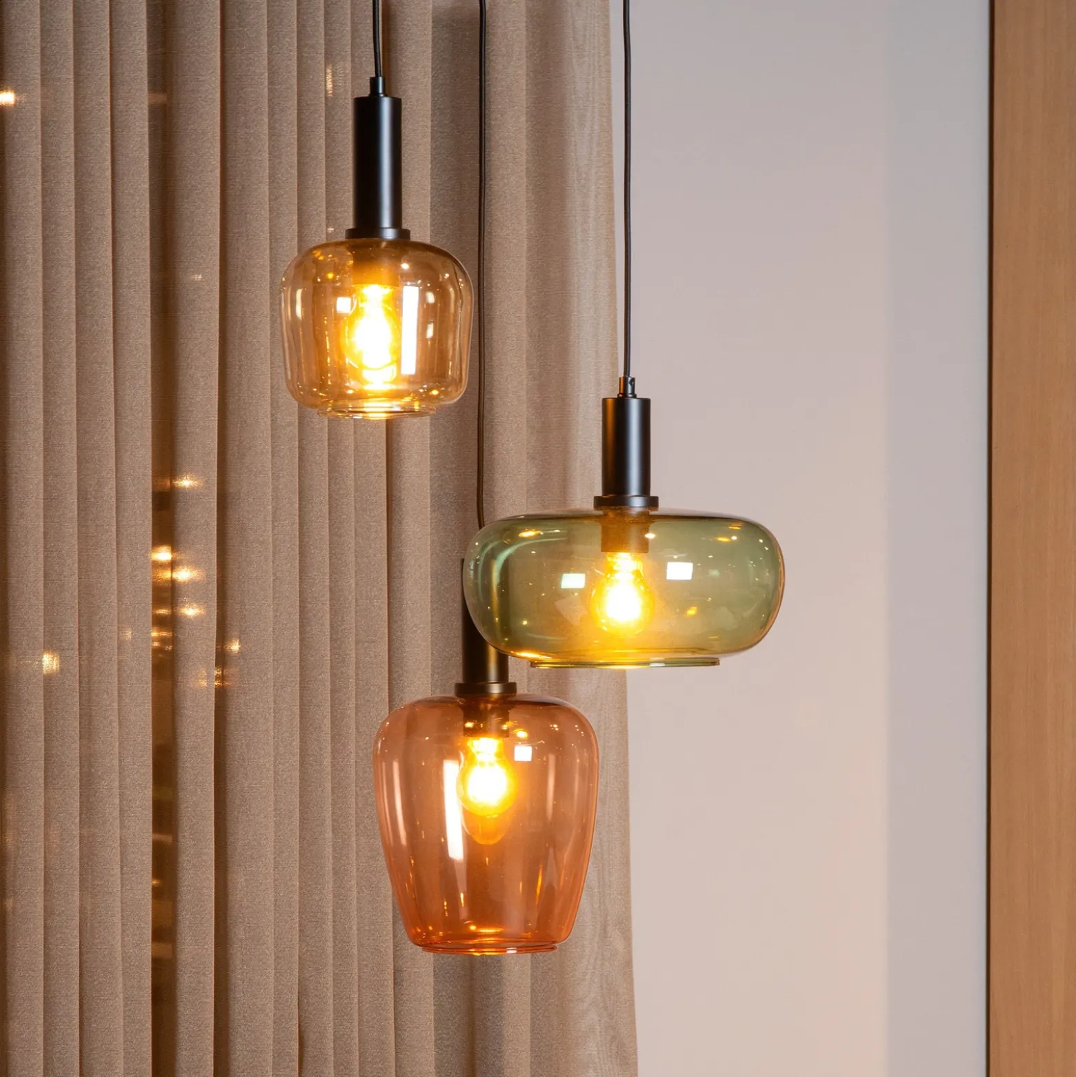 Ilona lámpara colgante, cristal, multicolor, Ø 30 cm, 3 luces